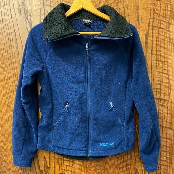 MARMOT Navy‎ micro fleece fold over collar full zip Polartec jacket - Picture 6 of 6